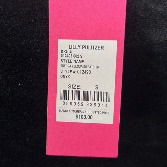 Lilly Pulitzer Tressa Velour Sweatshirt Onyx size S - Picture 5 of 5